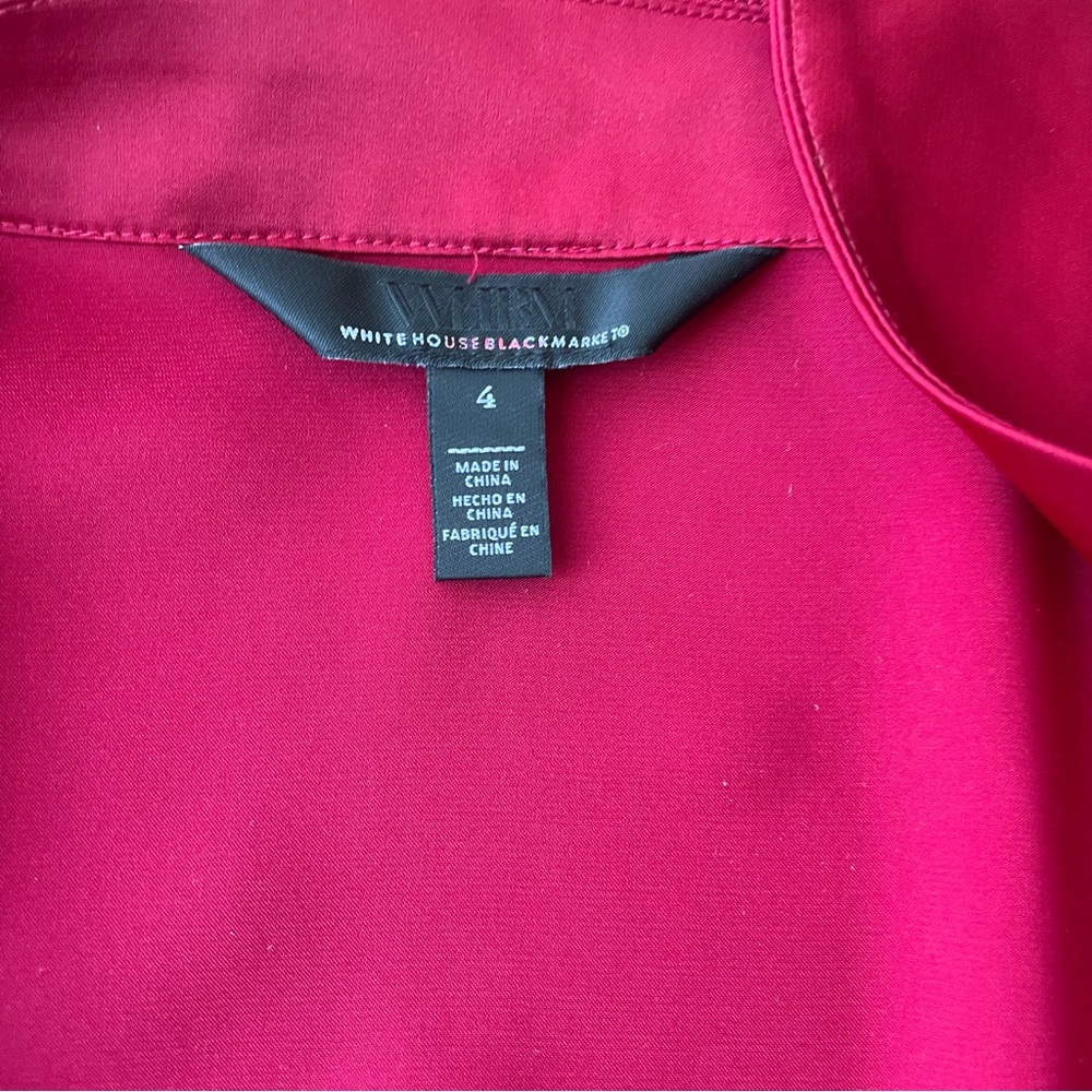 White House Black Market Satin Tie Waist Blouse Size 4 Red - Picture 3 of 8